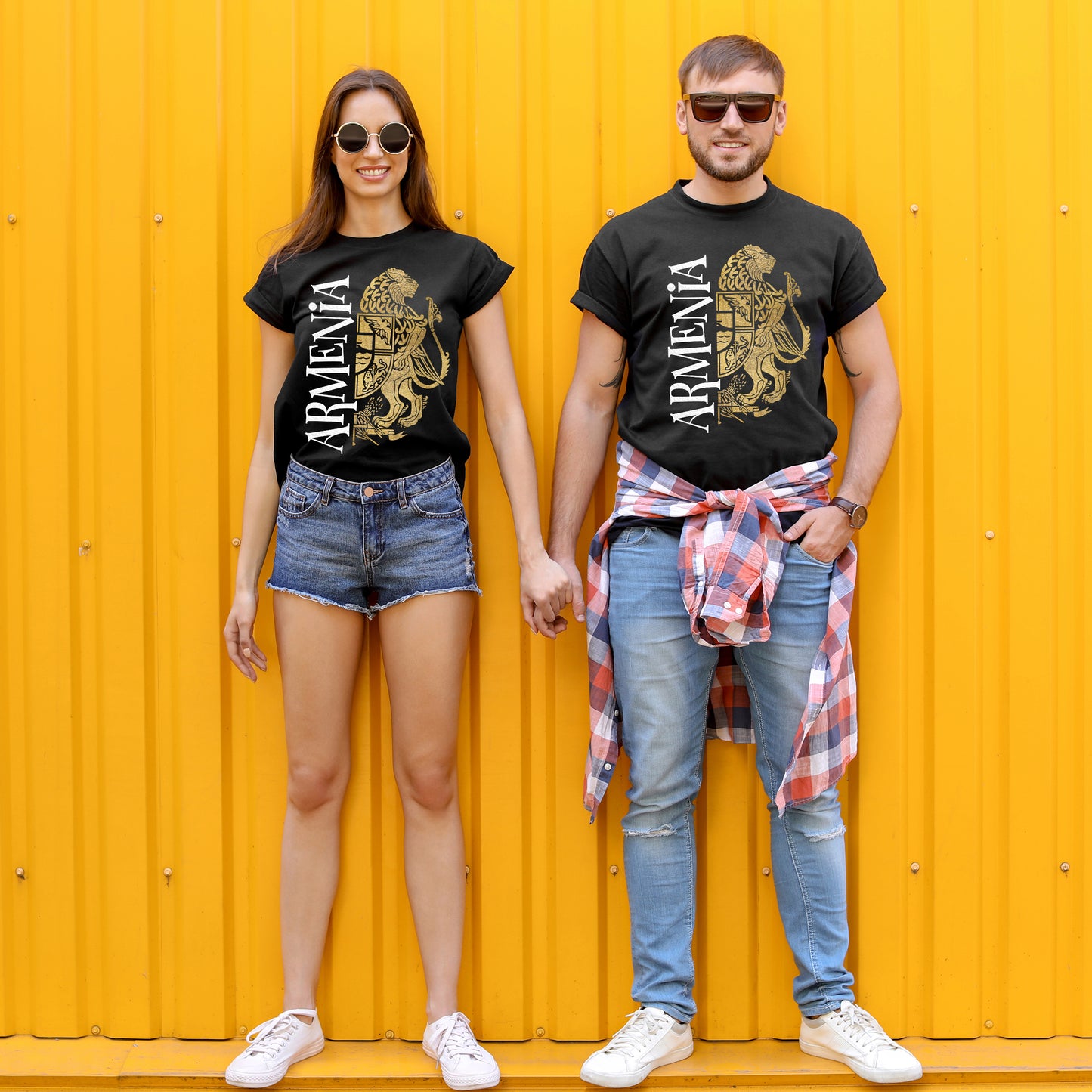 The Multiple Color Lion Armenia Coat of Arms Black T-Shirts