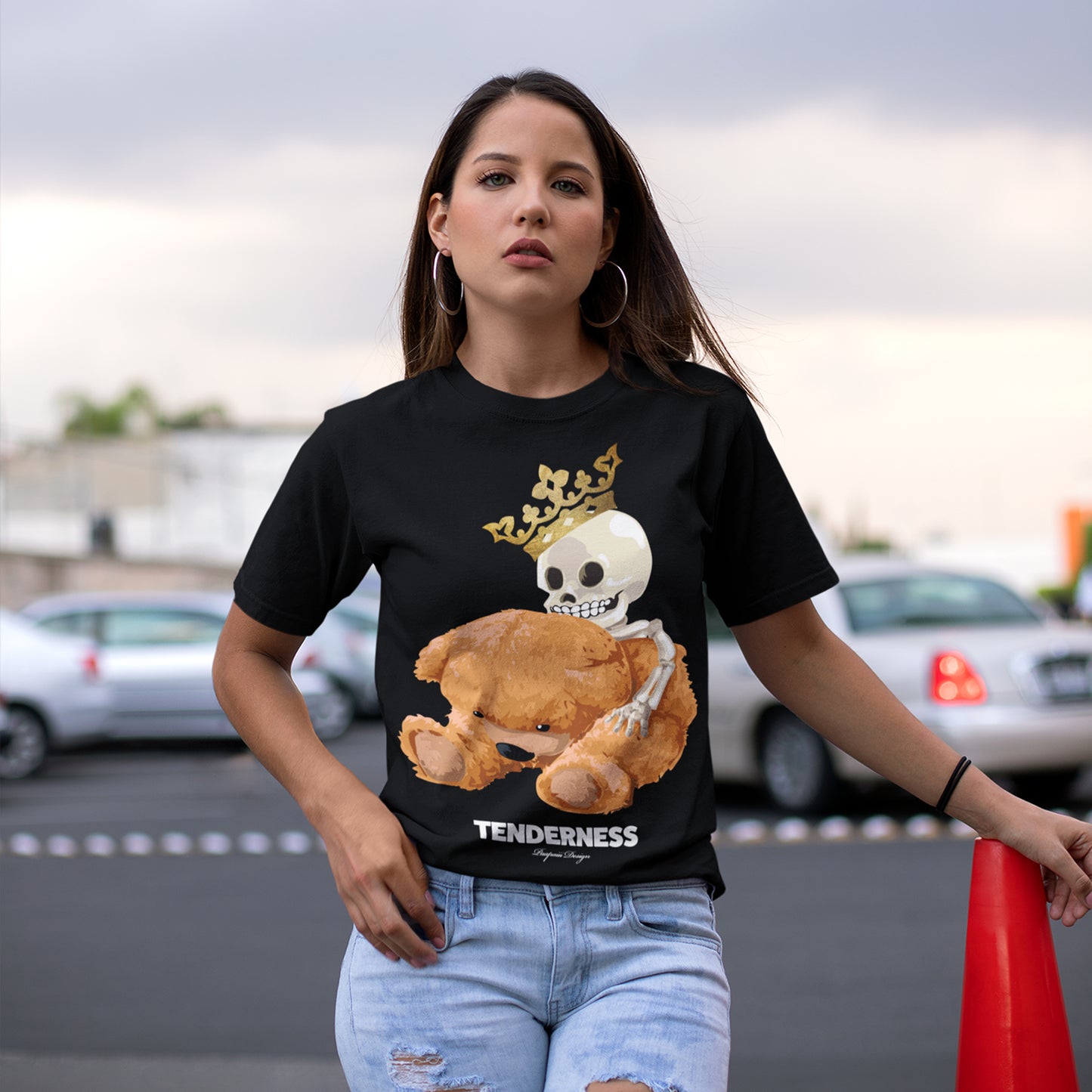 Skull and Bear White and Black Cotton T-Shirts