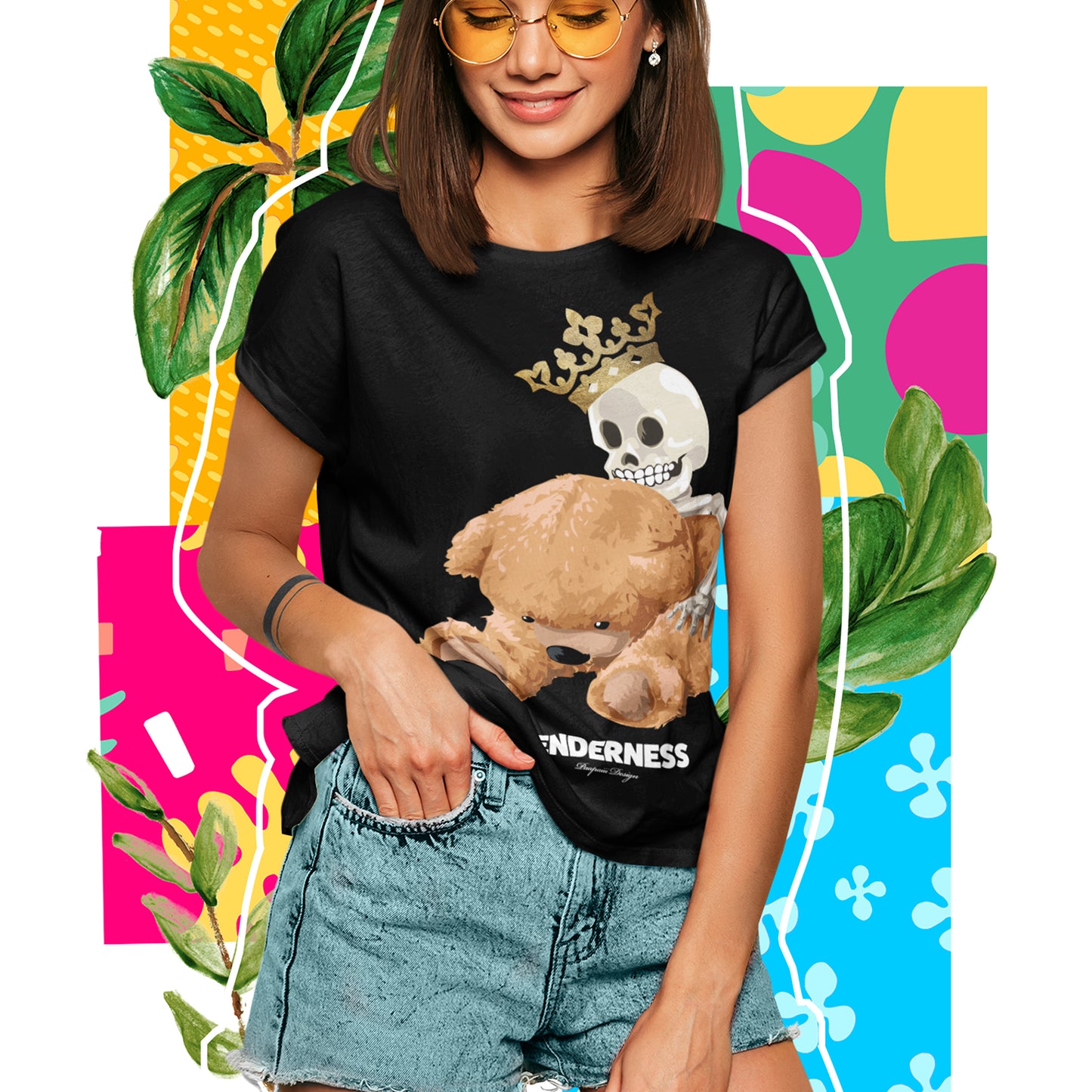 Skull and Bear White and Black Cotton T-Shirts