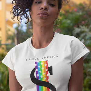 I Love America With Rainbow White T-Shirts