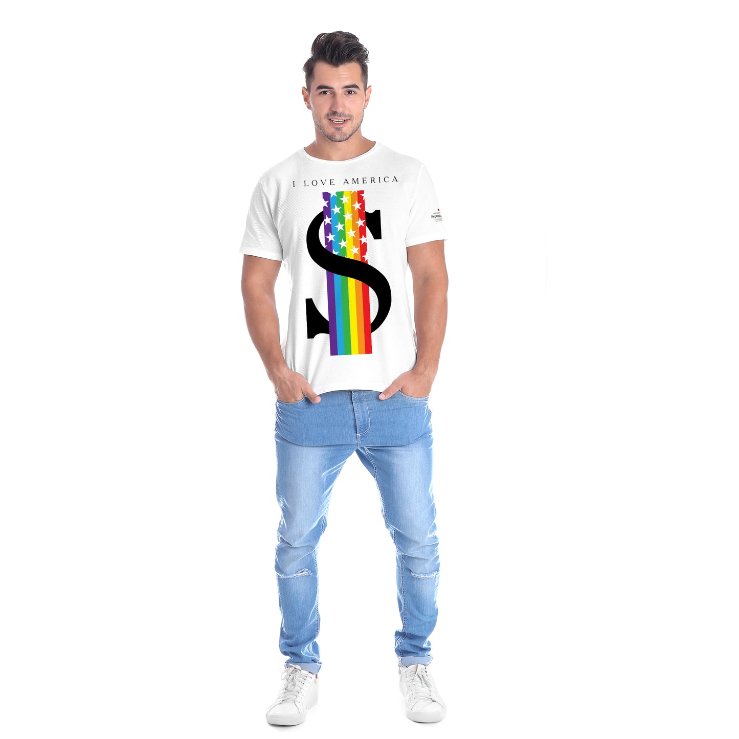 I Love America With Rainbow White T-Shirts