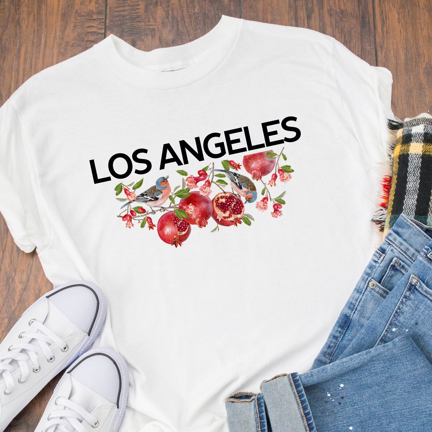 Los Angeles Pomegranate White T-Shirts