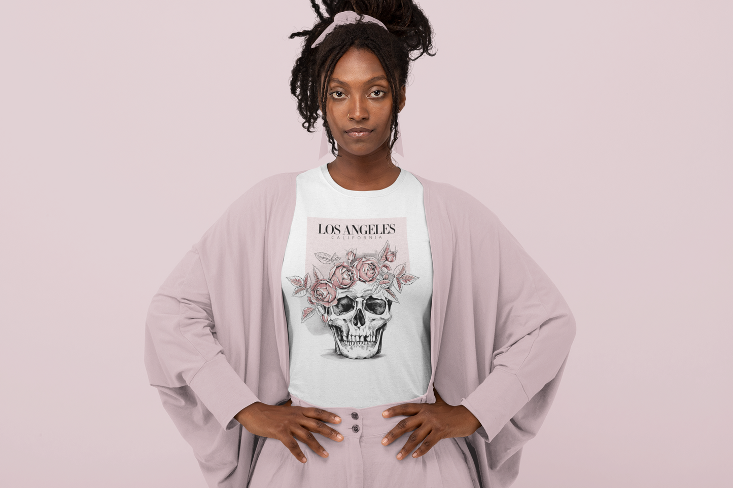 Pink Skull White T-Shirts
