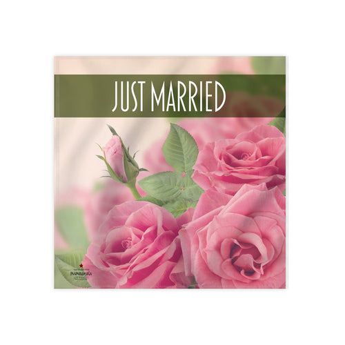 Pink Roses Just Married Cloth Dinner Napkin, 17''x17''