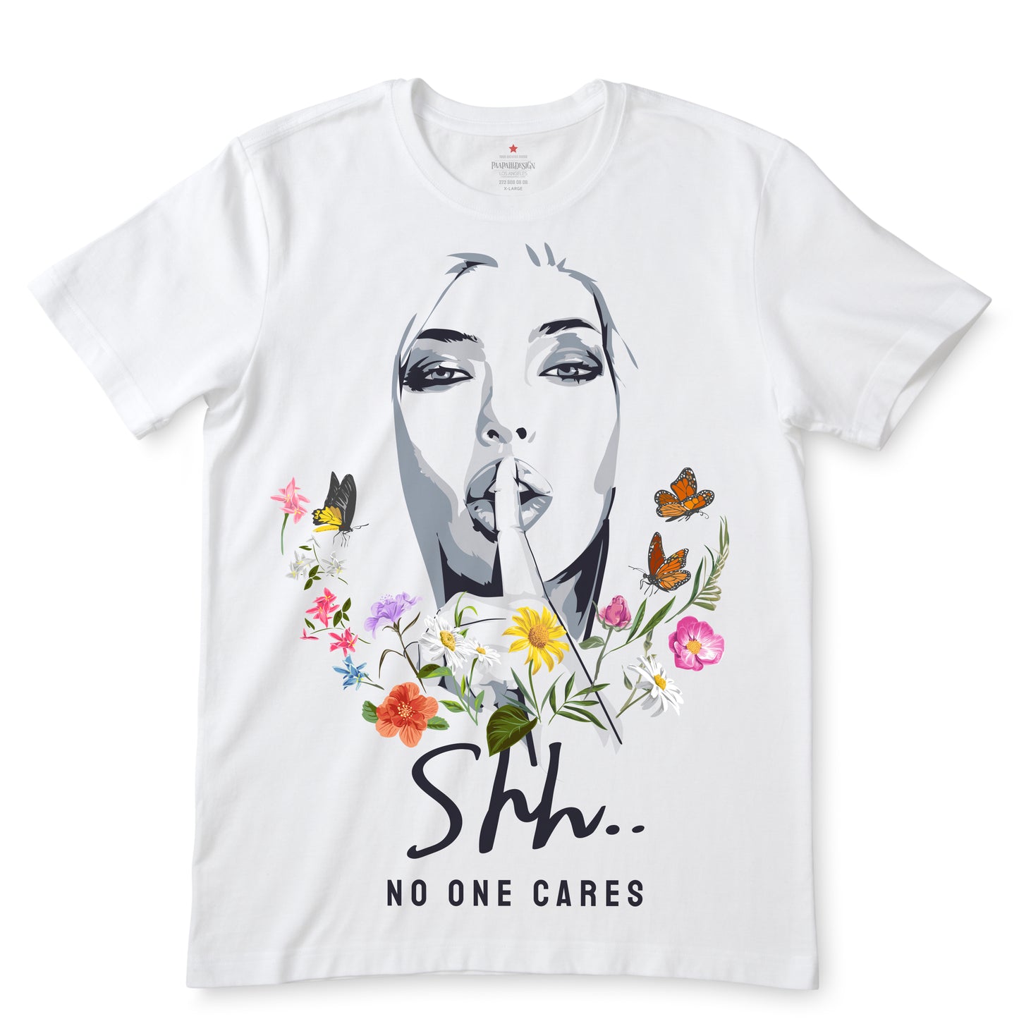 No One Cares White T-Shirts