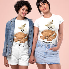 Load image into Gallery viewer, Skull and Bear Poly Print White T-Shirts