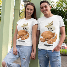 Load image into Gallery viewer, Skull and Bear Poly Print White T-Shirts