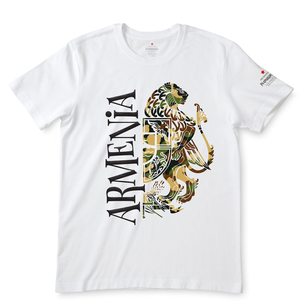 Armenia Camo Coat of Arm White T-Shirts