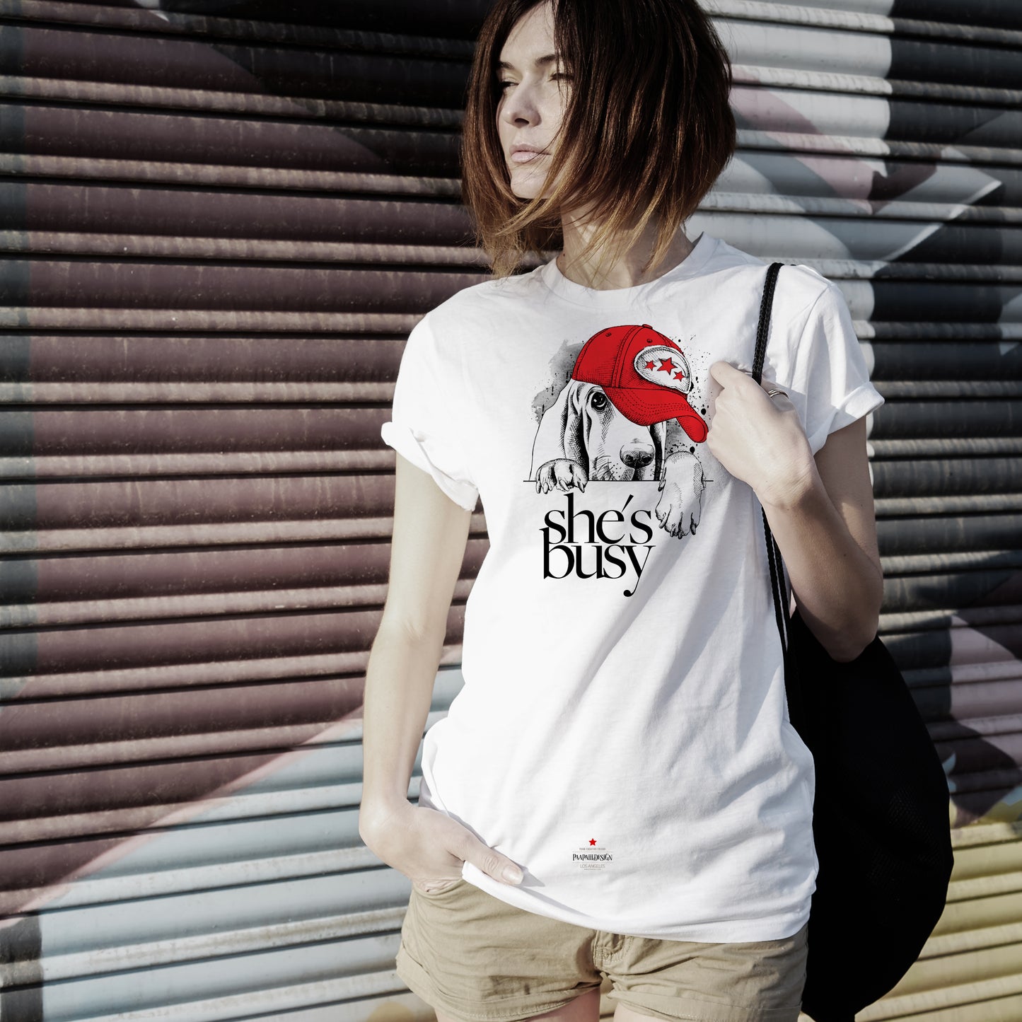 She's Busy Dog White  T-Shirts