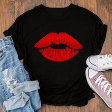 Load image into Gallery viewer, Red Lips Black and White T-Shirts