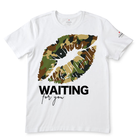 Camo Lips, Waiting For You White T-Shirts