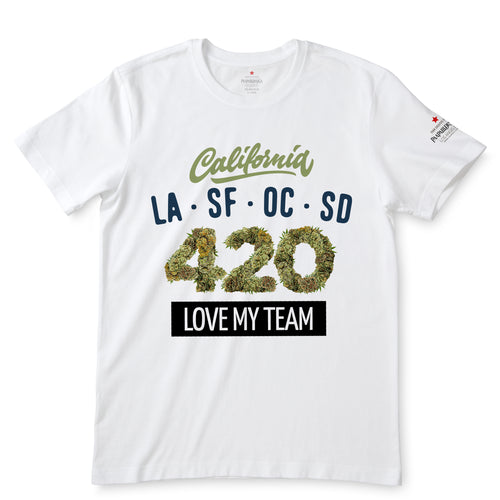 California 420 White T-Shirts