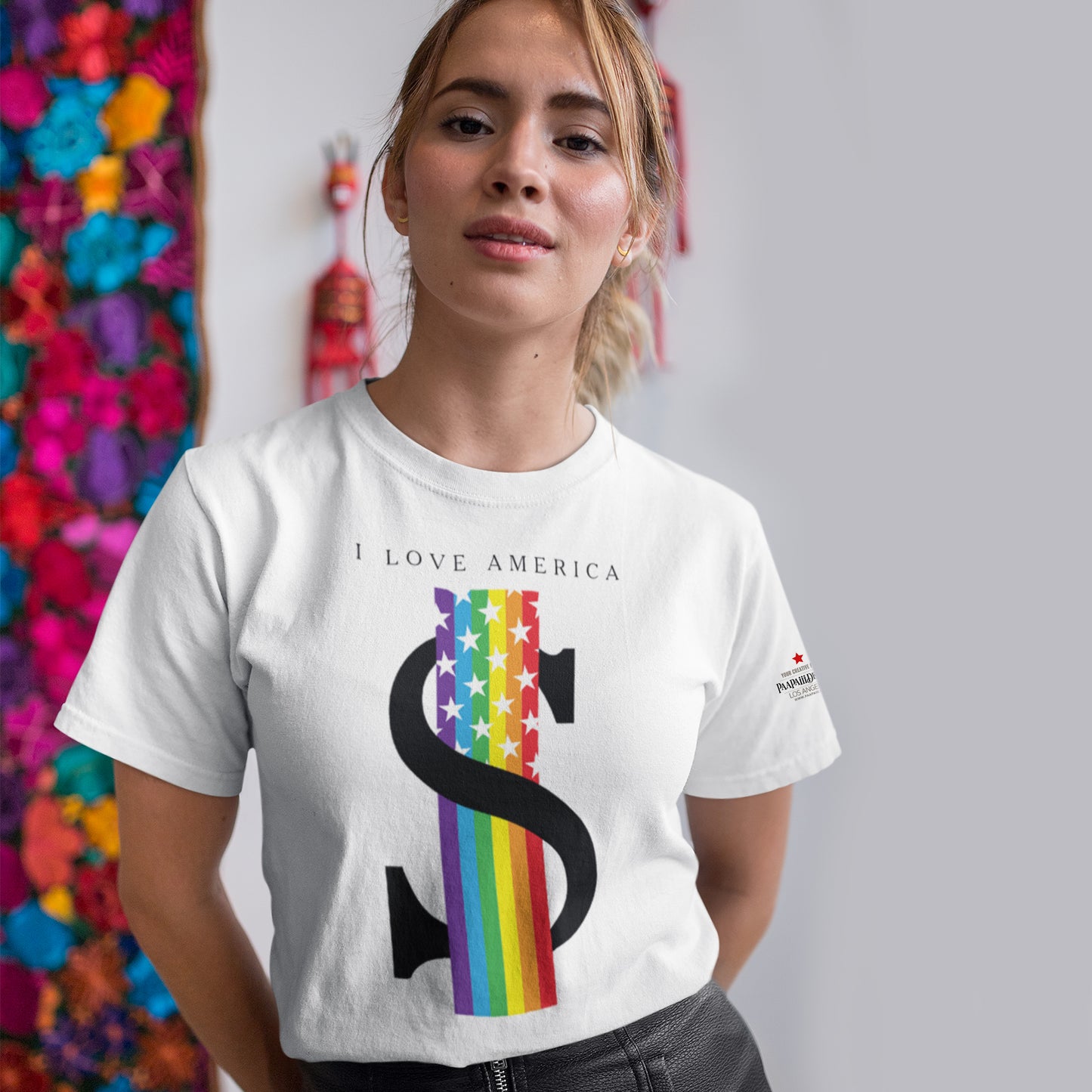 I Love America With Rainbow White T-Shirts