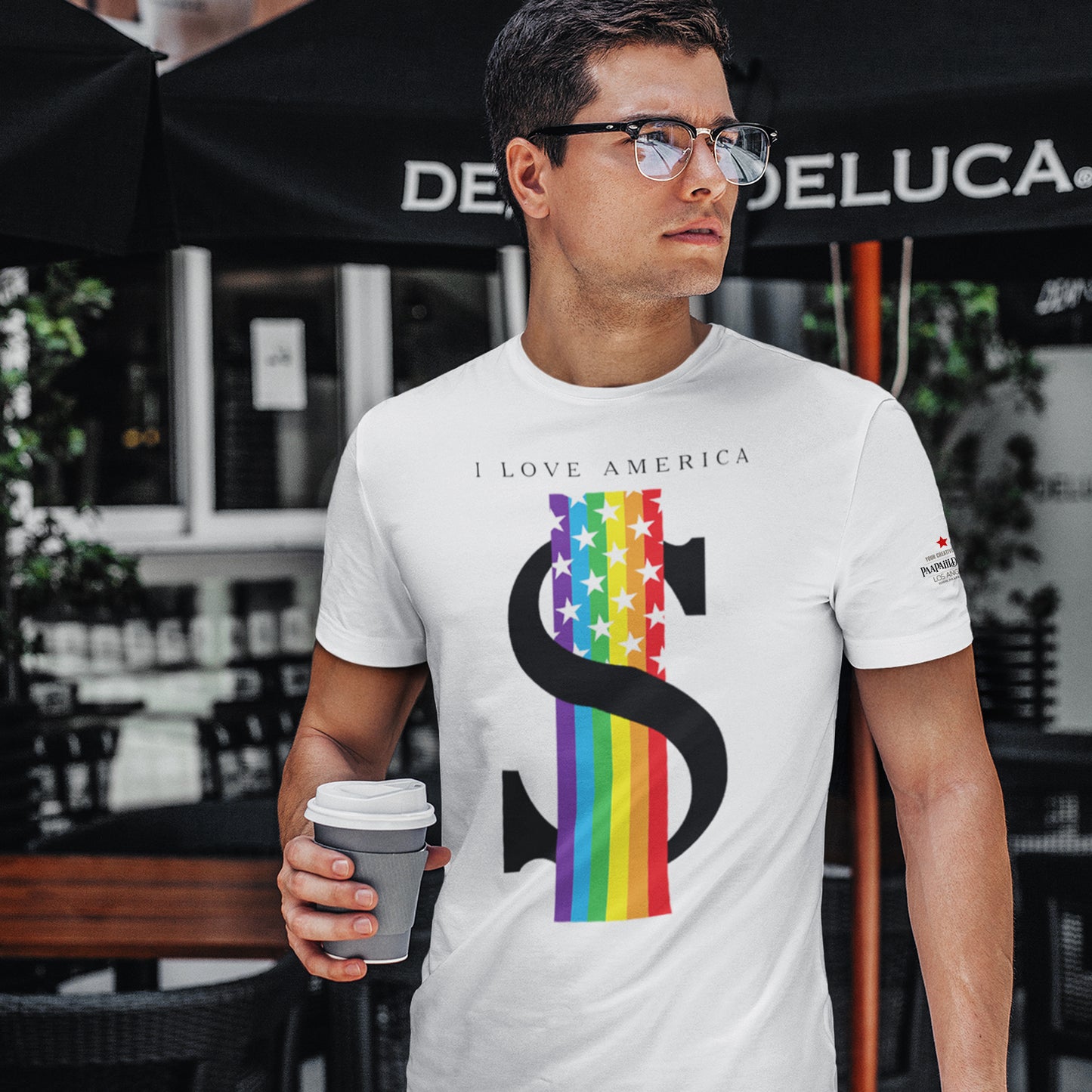 I Love America With Rainbow White T-Shirts