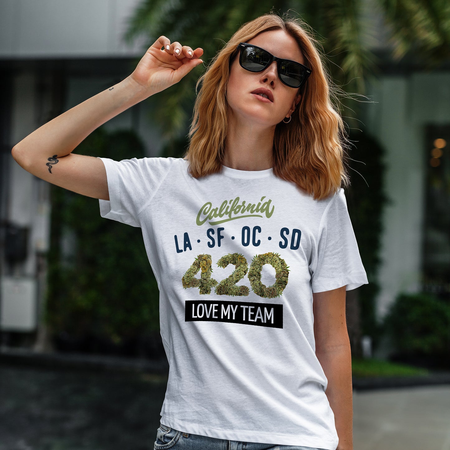 California 420 White T-Shirts