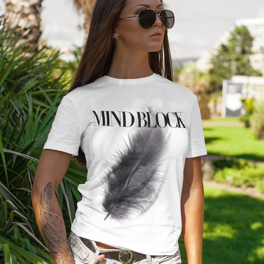 Black Feather White T-Shirts