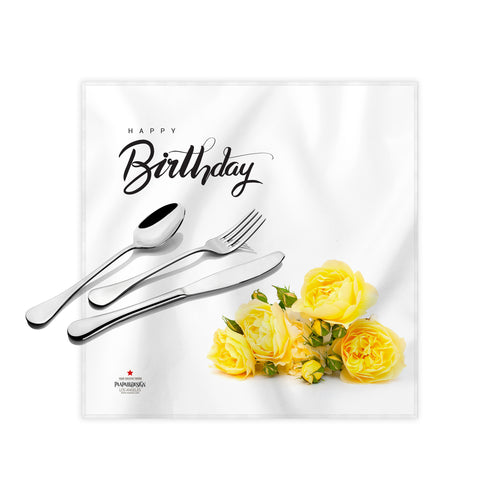 Happy Birthday Yellow Roses Cloth Dinner Napkins , 17