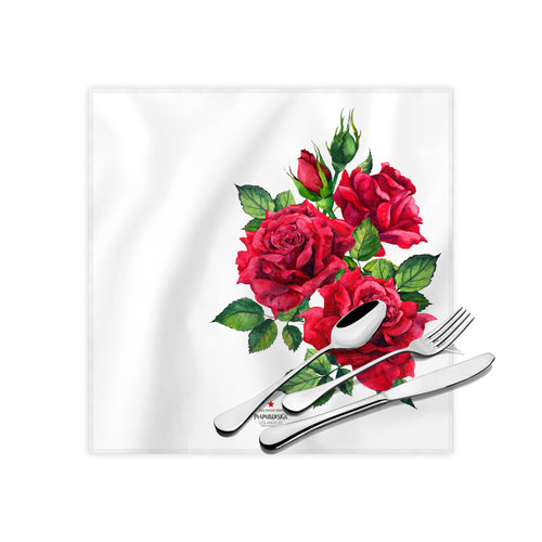 Red Roses Cloth Dinner Napkins , 17